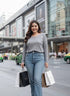 Round Neck Pearl Decor Cardigan